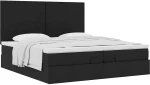 vidaXL Οθωμανικό Κρεβάτι με Στρώματα Μαύρο 200x200cm Ύφασμα