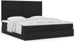 vidaXL Οθωμανικό Κρεβάτι με Στρώματα Μαύρο 200x200cm Ύφασμα