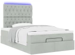 vidaXL Οθωμανικό κρεβάτι με στρώματα & LEDs Ανοιχτό γκρι Βελούδο
