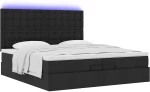 vidaXL Οθωμανικό κρεβάτι με στρώματα & LEDs Μαύρο 200x200cm ύφασμα