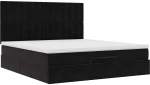vidaXL Οθωμανικό κρεβάτι με στρώματα Μαύρο 180x200cm Velvet