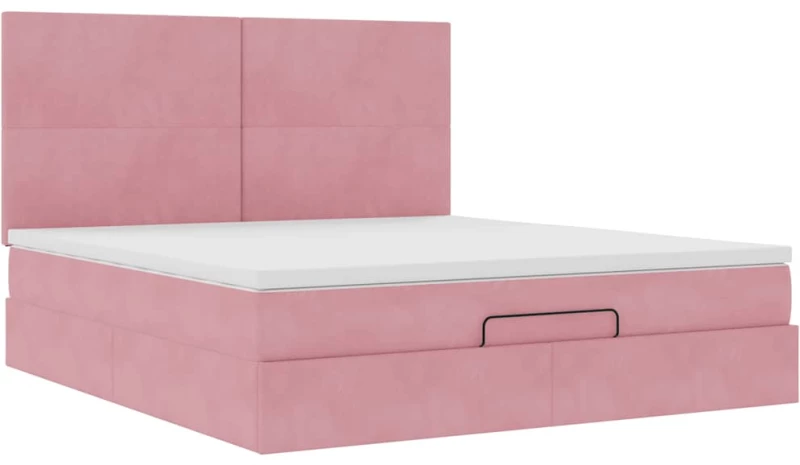 vidaXL Οθωμανικό κρεβάτι με στρώματα ροζ 160x200cm Velvet