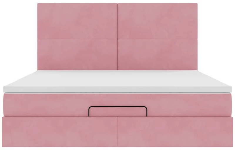 vidaXL Οθωμανικό κρεβάτι με στρώματα ροζ 160x200cm Velvet
