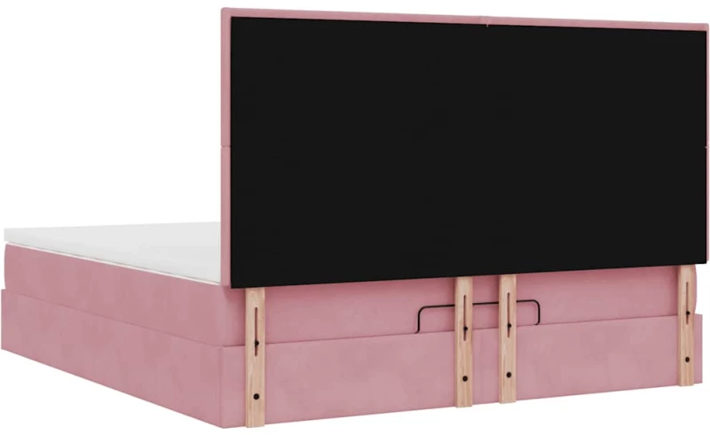 vidaXL Οθωμανικό κρεβάτι με στρώματα ροζ 160x200cm Velvet