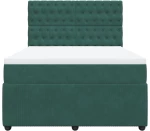 vidaXL Κρεβάτι Boxspring με Στρώμα Σκούρο Πράσινο 140x190εκ. Βελούδινο