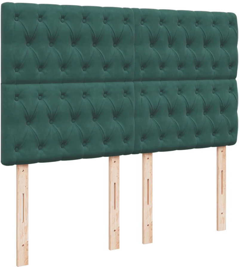 vidaXL Κρεβάτι Boxspring με Στρώμα Σκούρο Πράσινο 140x190εκ. Βελούδινο