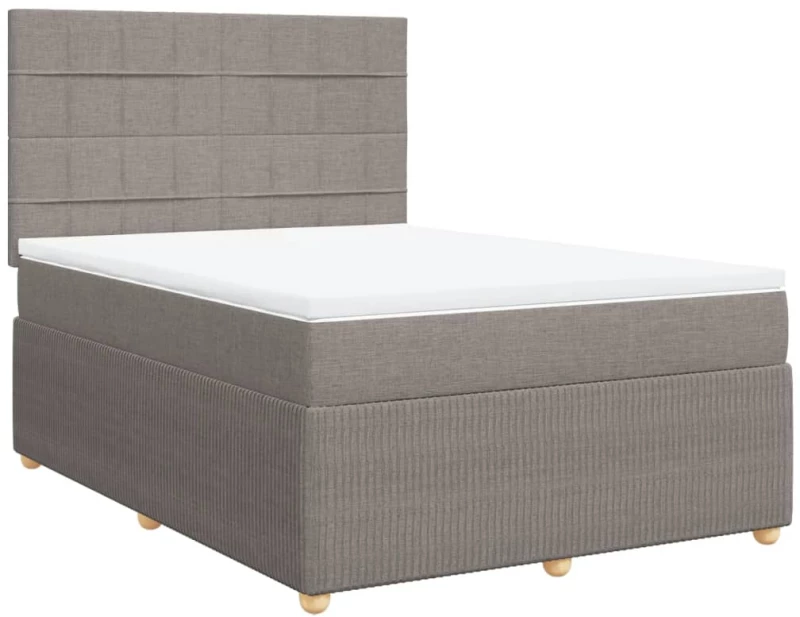 vidaXL Κρεβάτι Boxspring με Στρώμα Taupe 140x190 εκ. Υφασμάτινο