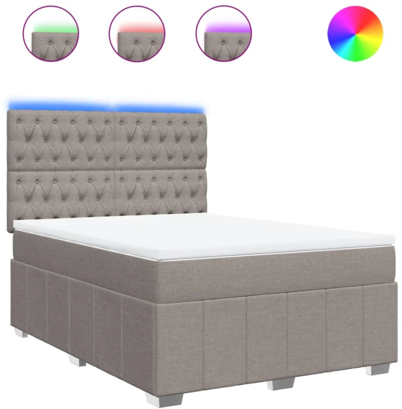 vidaXL Κρεβάτι Boxspring με Στρώμα Taupe 140x190 εκ. Υφασμάτινο