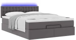 vidaXL Οθωμανικό κρεβάτι με στρώματα & LEDs Γκρι Faux Leather