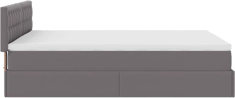vidaXL Οθωμανικό κρεβάτι με στρώματα & LEDs Γκρι Faux Leather