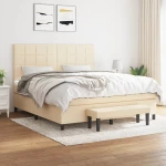 vidaXL Κρεβάτι Boxspring με Στρώμα Κρεμ 160x200 εκ. Υφασμάτινο