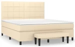 vidaXL Κρεβάτι Boxspring με Στρώμα Κρεμ 160x200 εκ. Υφασμάτινο
