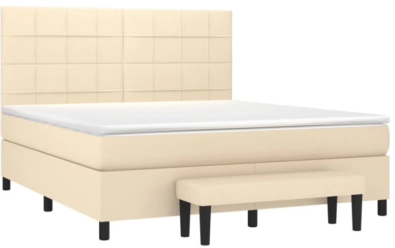 vidaXL Κρεβάτι Boxspring με Στρώμα Κρεμ 160x200 εκ. Υφασμάτινο