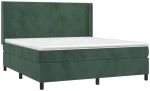 vidaXL Κρεβάτι Boxspring με Στρώμα & LED Σκ. Πράσινο 160x200εκ Βελούδο