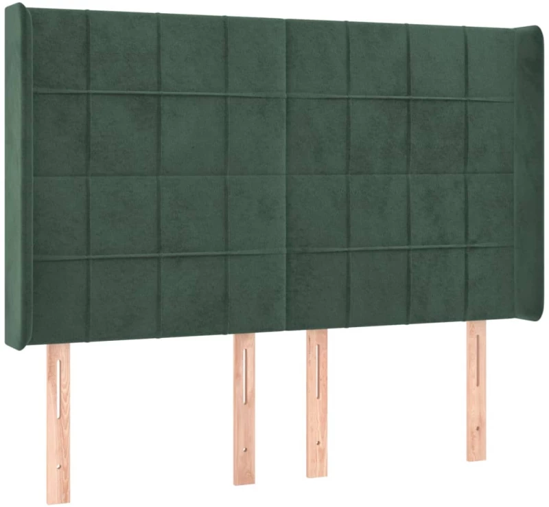 vidaXL Κρεβάτι Boxspring με Στρώμα & LED Σκ. Πράσινο 140x200εκ Βελούδο