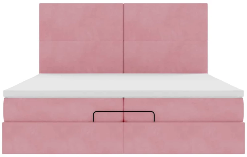 vidaXL Οθωμανικό κρεβάτι με στρώματα ροζ 200x200cm Velvet