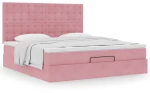 vidaXL Οθωμανικό κρεβάτι με στρώματα ροζ 160x200cm Velvet