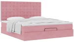 vidaXL Οθωμανικό κρεβάτι με στρώματα ροζ 160x200cm Velvet