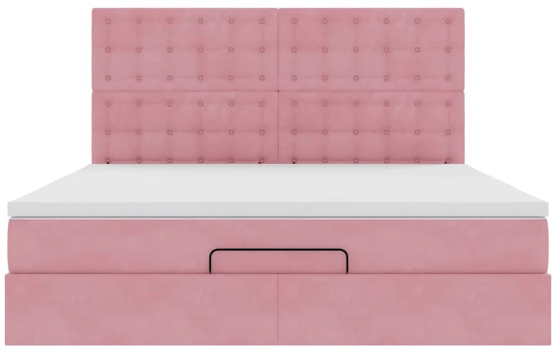 vidaXL Οθωμανικό κρεβάτι με στρώματα ροζ 160x200cm Velvet