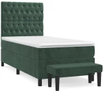 vidaXL Κρεβάτι Boxspring με Στρώμα Σκούρο Πράσινο 80x200 εκ. Βελούδινο