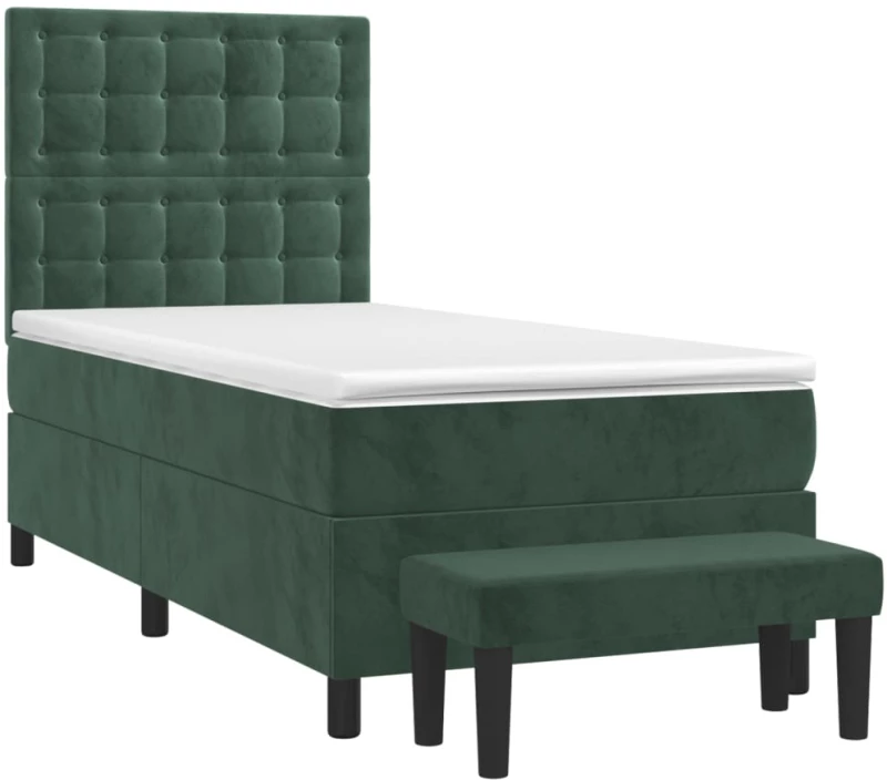 vidaXL Κρεβάτι Boxspring με Στρώμα Σκούρο Πράσινο 80x200 εκ. Βελούδινο