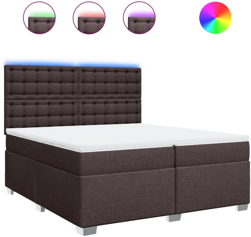 vidaXL Κρεβάτι Boxspring με Στρώμα Σκούρο Καφέ 200x200 εκ. Υφασμάτινο
