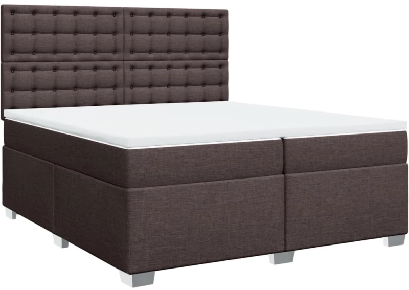 vidaXL Κρεβάτι Boxspring με Στρώμα Σκούρο Καφέ 200x200 εκ. Υφασμάτινο