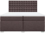 vidaXL Κρεβάτι Boxspring με Στρώμα Σκούρο Καφέ 200x200 εκ. Υφασμάτινο