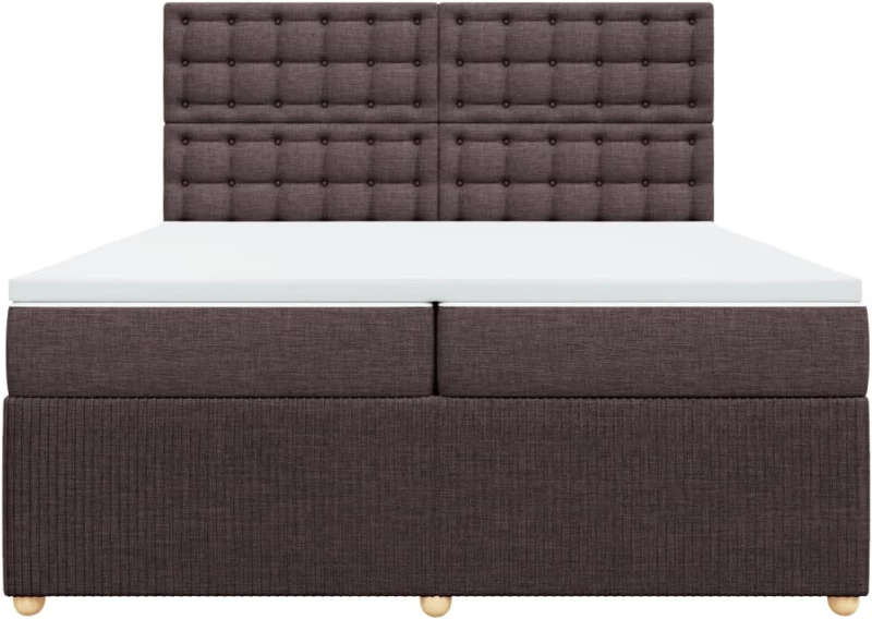 vidaXL Κρεβάτι Boxspring με Στρώμα Σκούρο Καφέ 200x200 εκ. Υφασμάτινο