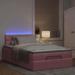 vidaXL Οθωμανικό κρεβάτι με στρώμα & LEDs Ροζ 120x200cm Velvet