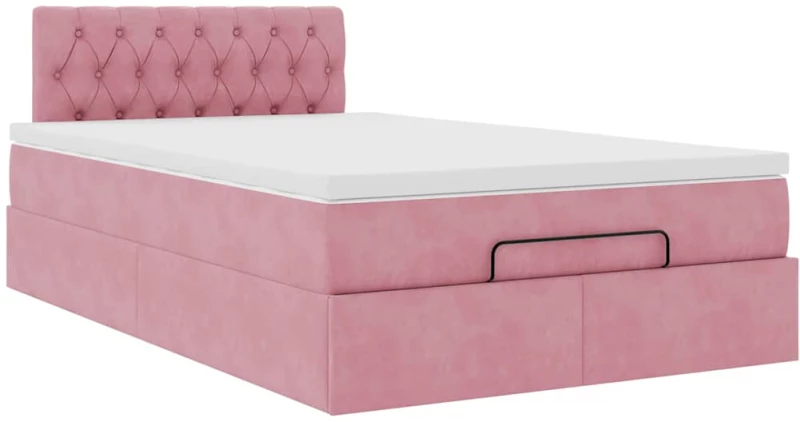 vidaXL Οθωμανικό κρεβάτι με στρώμα ροζ 120x200cm Velvet