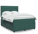 vidaXL Κρεβάτι Boxspring με Στρώμα Σκούρο Πράσινο 140x190εκ. Βελούδινο