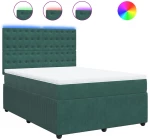 vidaXL Κρεβάτι Boxspring με Στρώμα Σκούρο Πράσινο 140x190εκ. Βελούδινο