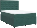 vidaXL Κρεβάτι Boxspring με Στρώμα Σκούρο Πράσινο 140x190εκ. Βελούδινο