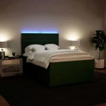 vidaXL Κρεβάτι Boxspring με Στρώμα Σκούρο Πράσινο 140x190εκ. Βελούδινο