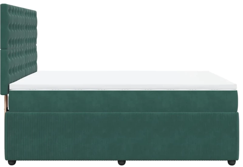 vidaXL Κρεβάτι Boxspring με Στρώμα Σκούρο Πράσινο 140x190εκ. Βελούδινο