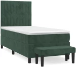 vidaXL Κρεβάτι Boxspring με Στρώμα Σκούρο Πράσινο 100x200εκ. Βελούδινο