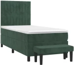 vidaXL Κρεβάτι Boxspring με Στρώμα Σκούρο Πράσινο 100x200εκ. Βελούδινο