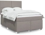 vidaXL Κρεβάτι Boxspring με Στρώμα Taupe 140x190 εκ. Υφασμάτινο