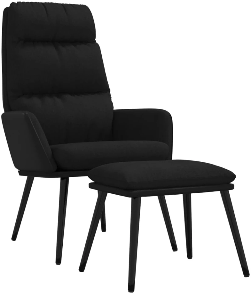 vidaXL Πολυθρόνα Relax Μπλε από Ύφασμα και Συνθετικό Δέρμα με Σκαμπό