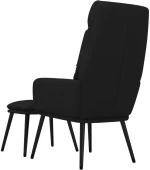 vidaXL Πολυθρόνα Relax Μπλε από Ύφασμα και Συνθετικό Δέρμα με Σκαμπό