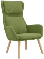 vidaXL Πολυθρόνα Relax Ανοιχτό Πράσινο Βελούδινη με Σκαμπό