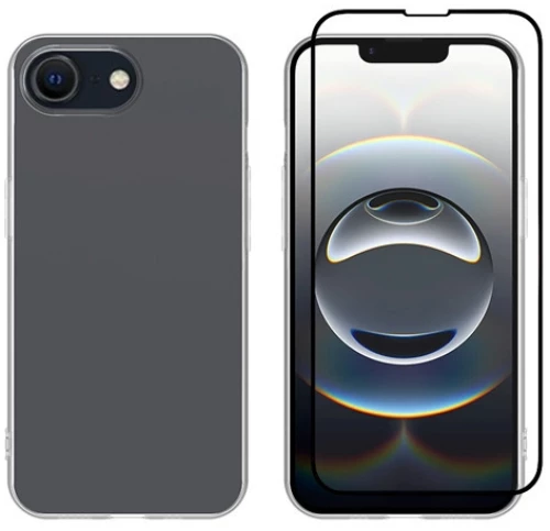 Vivid Set Gelly Case + Full Face Tempered Glass Apple iPhone 16e Black