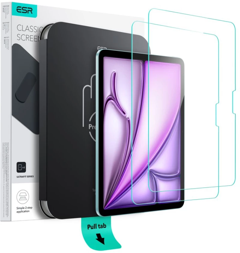 ESR ULTRAFIT TEMPERED GLASS 2-PACK IPAD AIR 13” 1 / 2 / 2024-2025 CLEAR
