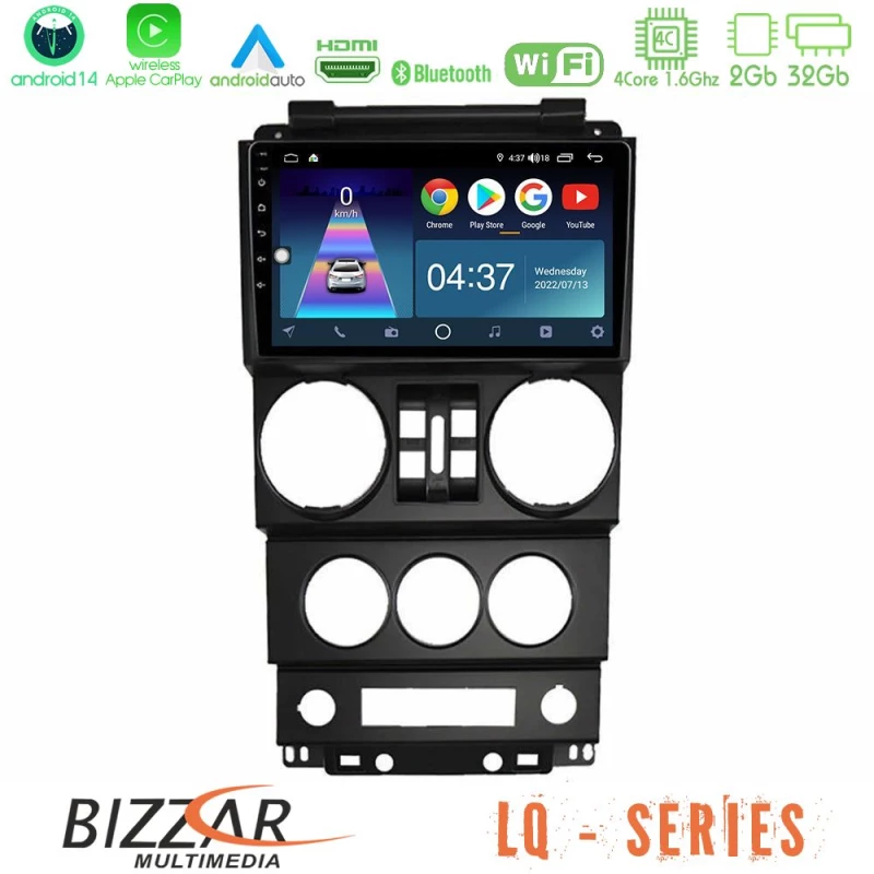 Bizzar lq Series 4core Android14 2+32gb Jeep Wrangler 2008-2010 Navigation Multimedia Tablet 9" με Carplay & Android Auto u-lq-Jp023n