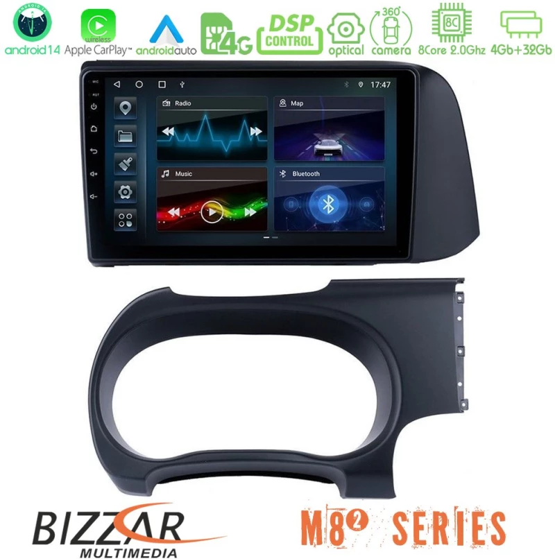 Bizzar m8² Series 8core Android14 4+32gb  Hyundai i10 Navigation Multimedia Tablet 9" με Carplay & Android Auto u-m82-Hy0679
