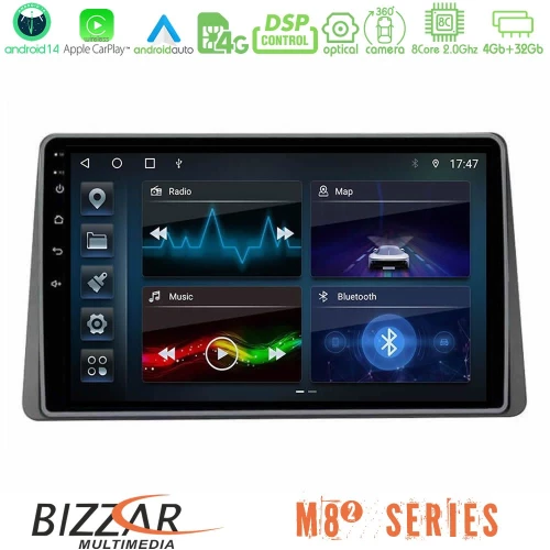 Bizzar m8² Series 8core Android14 4+32gb  Dacia Duster 2022-2024 Navigation Multimedia Tablet 9″ με Carplay & Android Auto u-m82-Dc1127