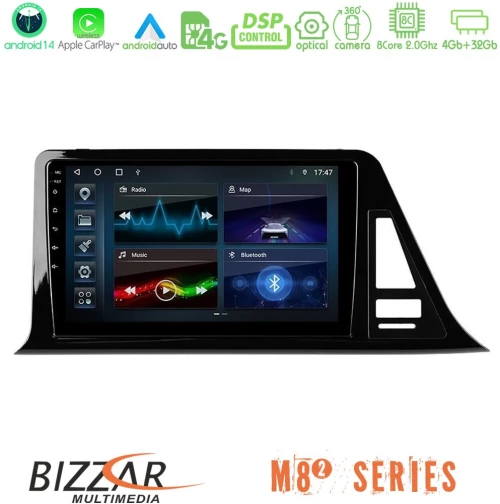 Bizzar m8² Series 8core Android14 4+32gb  Toyota ch-r (Χωρίς Εργ.οθόνη) Navigation Multimedia Tablet 9"  με Carplay & Android Auto u-m82-Ty0301