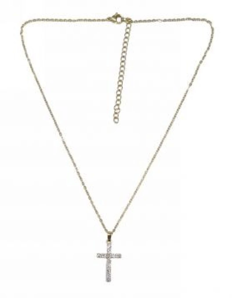Kostibas 1321-152X1, Σταυρός, Stainless Steel, Ατσάλι, Στρας, Χρυσό