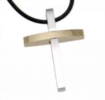 Kostibas 1313-312X, Σταυρός, Stainless Steel, Ατσάλι, Καουτσούκ, Ασημί/Χρυσό
